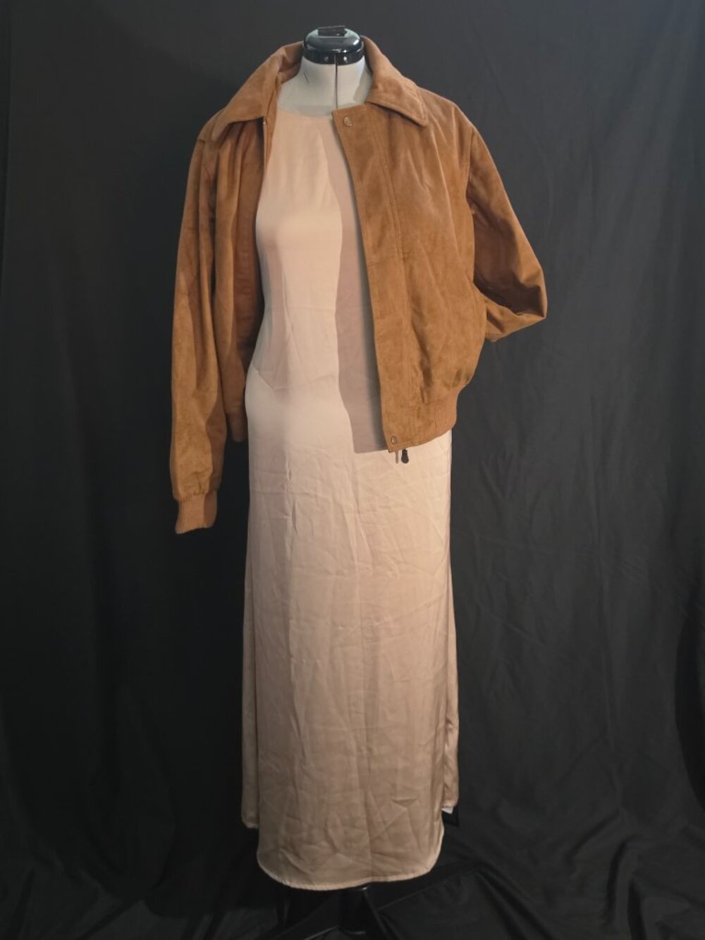 Ami Todfo Champagne Maxi Slip Dress • XL • NWT • Fall Layers